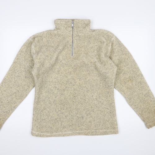 Interval Sports Women Beige 1/2 Zip Wool Blend Pullover Sweatshirt M/L