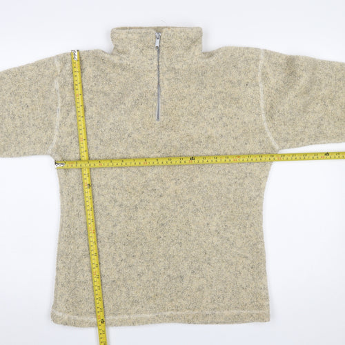 Interval Sports Women Beige 1/2 Zip Wool Blend Pullover Sweatshirt M/L