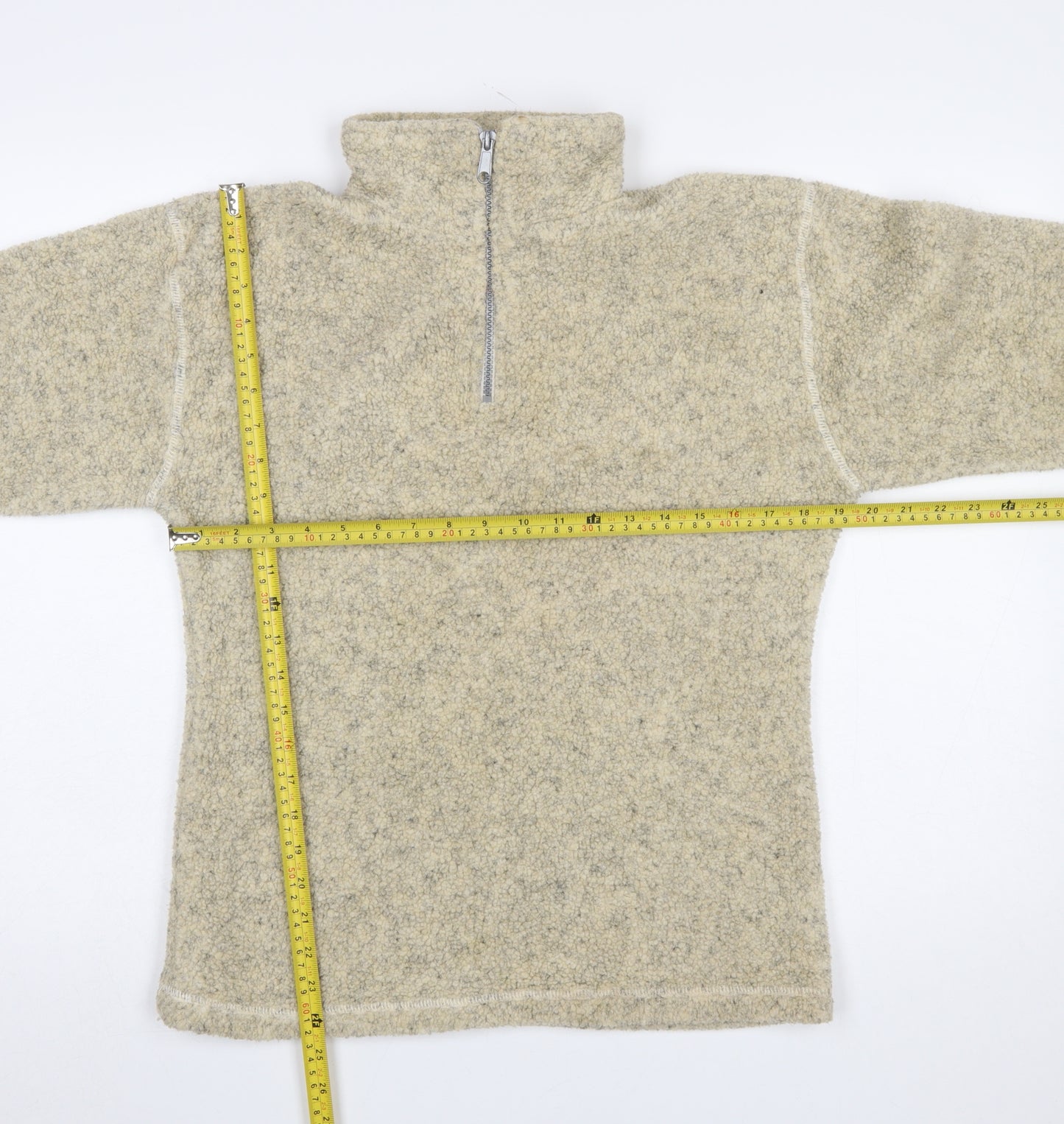 Interval Sports Women Beige 1/2 Zip Wool Blend Pullover Sweatshirt M/L