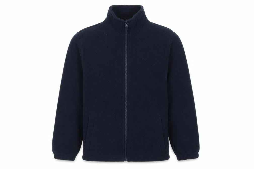 Front view of Mountain Warehouse Men Navy Blue Small Fleece Full Zip Jacket