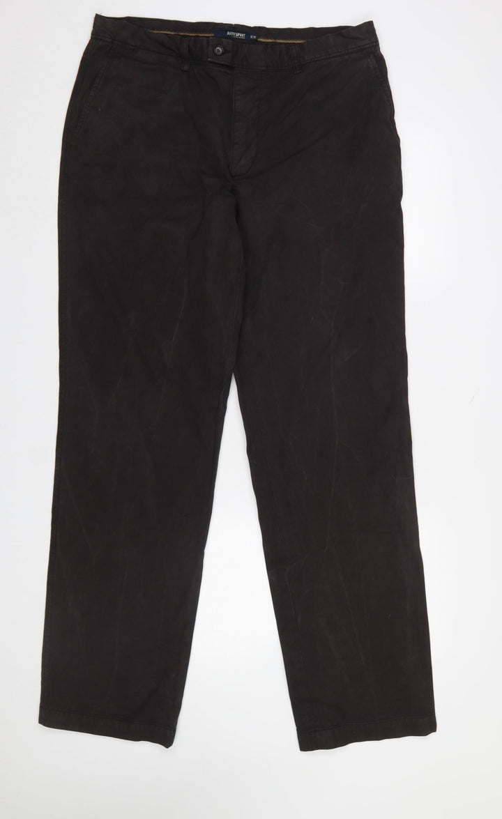 Massimo Dutti Men's Black Chino Trousers Size M Regular Fit