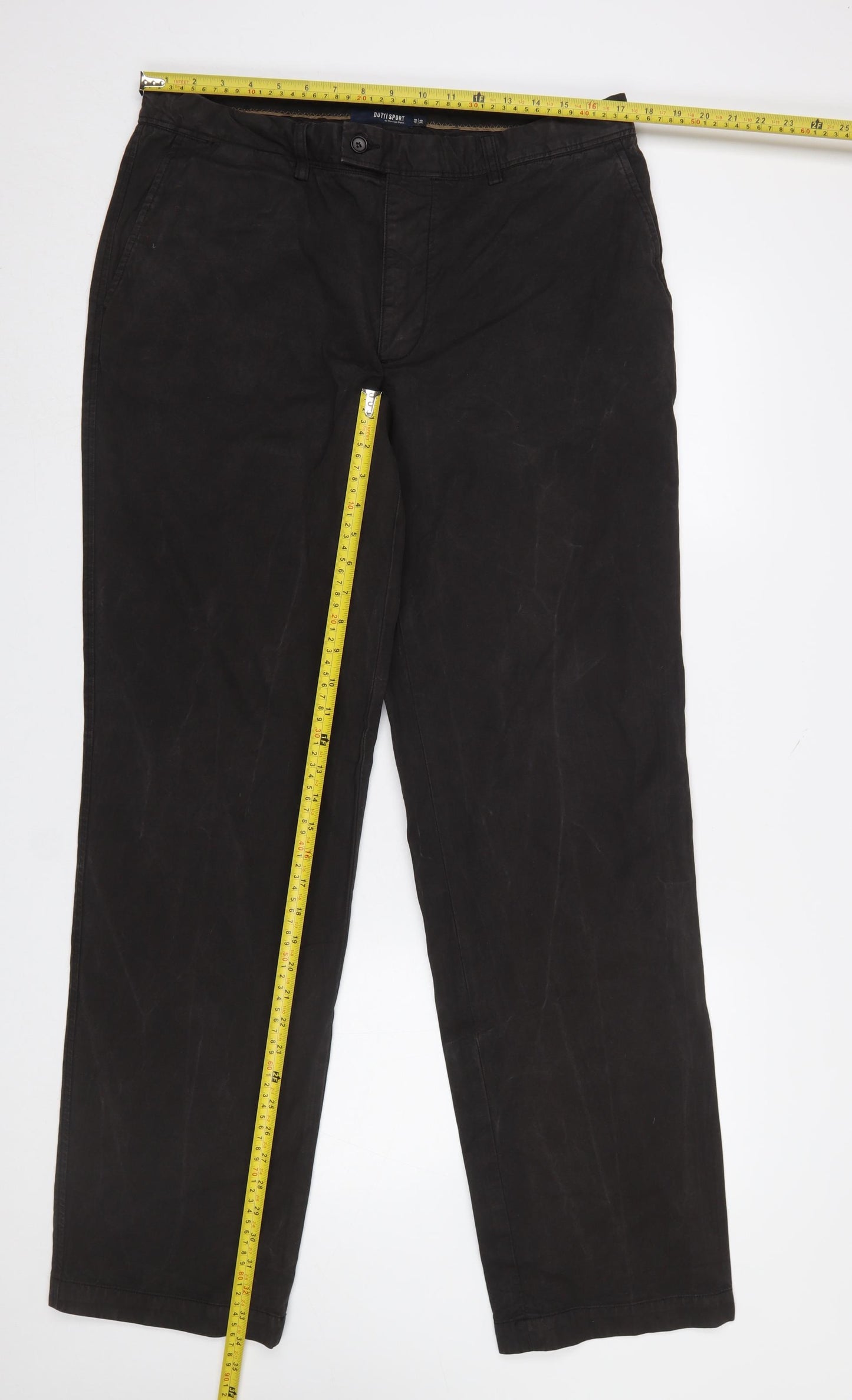 Massimo Dutti Men's Black Chino Trousers Size M Regular Fit