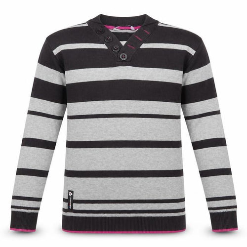 Dissident Men's Grey Striped Henley Jumper Size S Cotton Knit