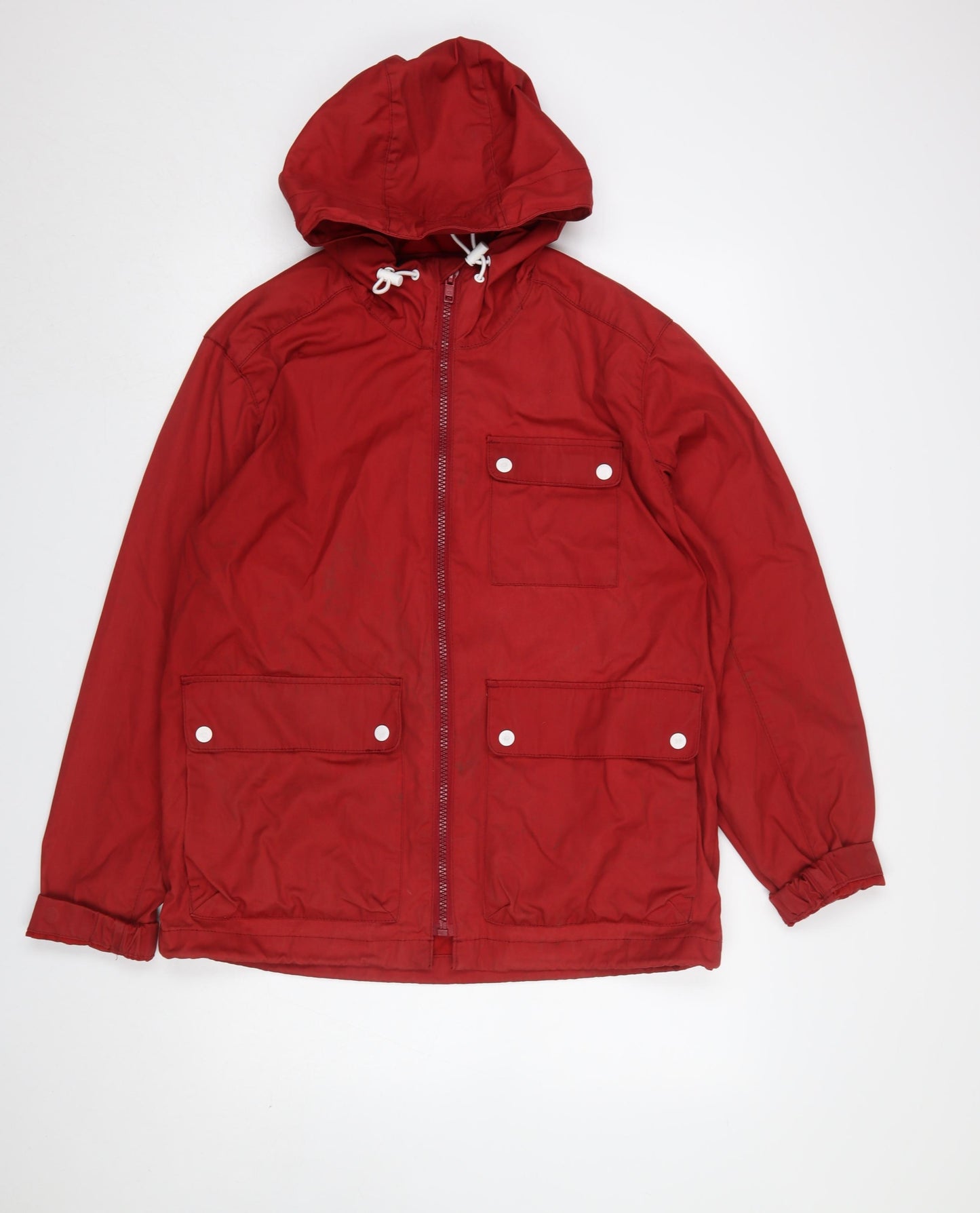 H&M L.O.G.G. Mens Red Hooded Parka Jacket Size M Regular Fit