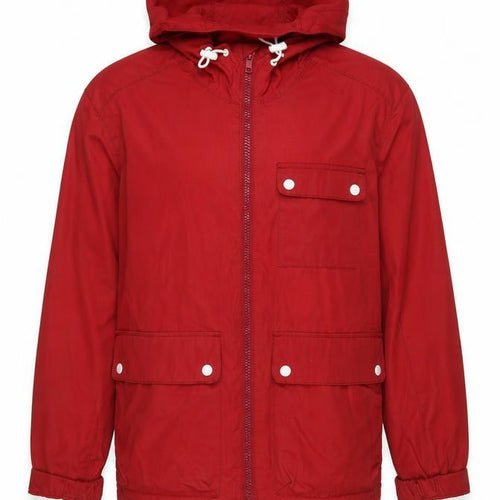 H&M L.O.G.G. Mens Red Hooded Parka Jacket Size M Regular Fit