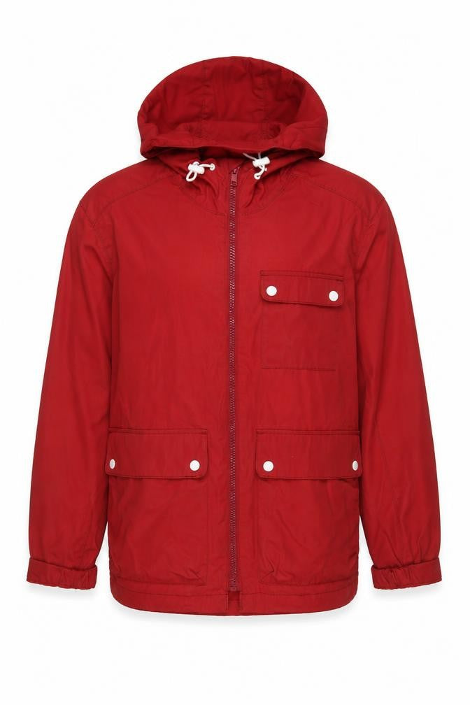 H&M L.O.G.G. Mens Red Hooded Parka Jacket Size M Regular Fit