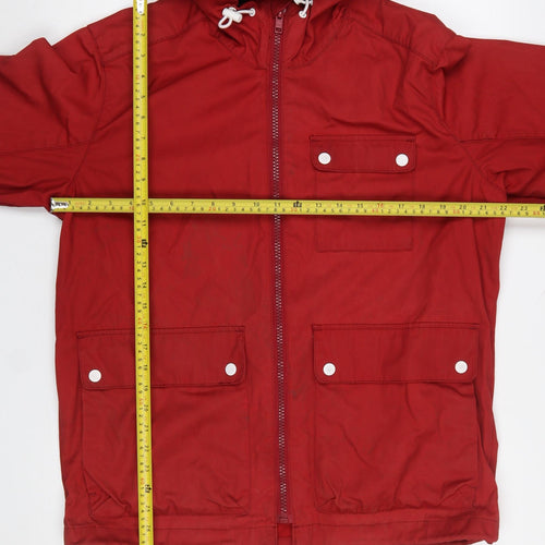 H&M L.O.G.G. Mens Red Hooded Parka Jacket Size M Regular Fit