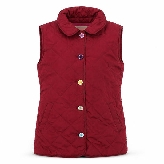 Joules Girls Red Quilted Waistcoat 9-10 Years Sleeveless Button Up Gilet