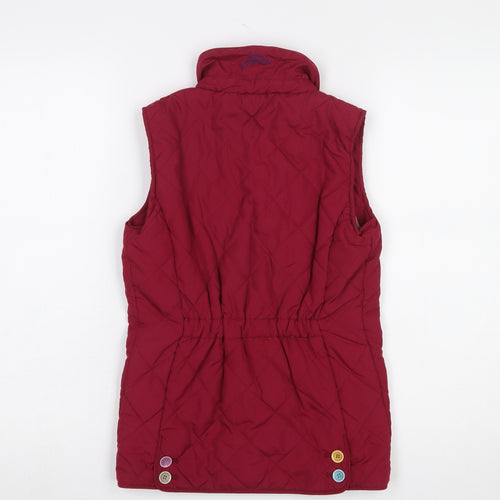 Joules Girls Red Quilted Waistcoat 9-10 Years Sleeveless Button Up Gilet