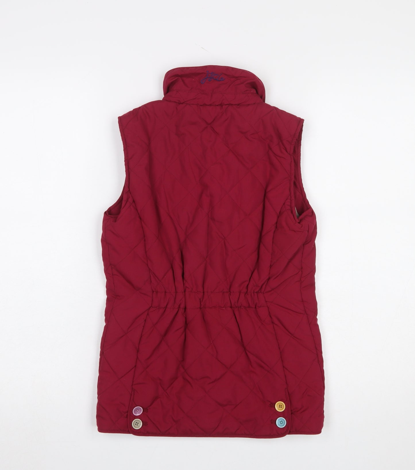 Joules Girls Red Quilted Waistcoat 9-10 Years Sleeveless Button Up Gilet