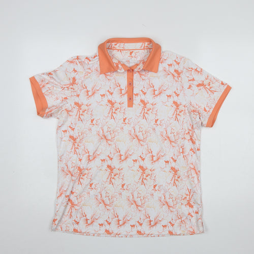 Pádráig Harrington for Dunnes Stores Women’s Orange Floral Polo Shirt Size 12