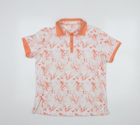 Pádráig Harrington for Dunnes Stores Women’s Orange Floral Polo Shirt Size 12