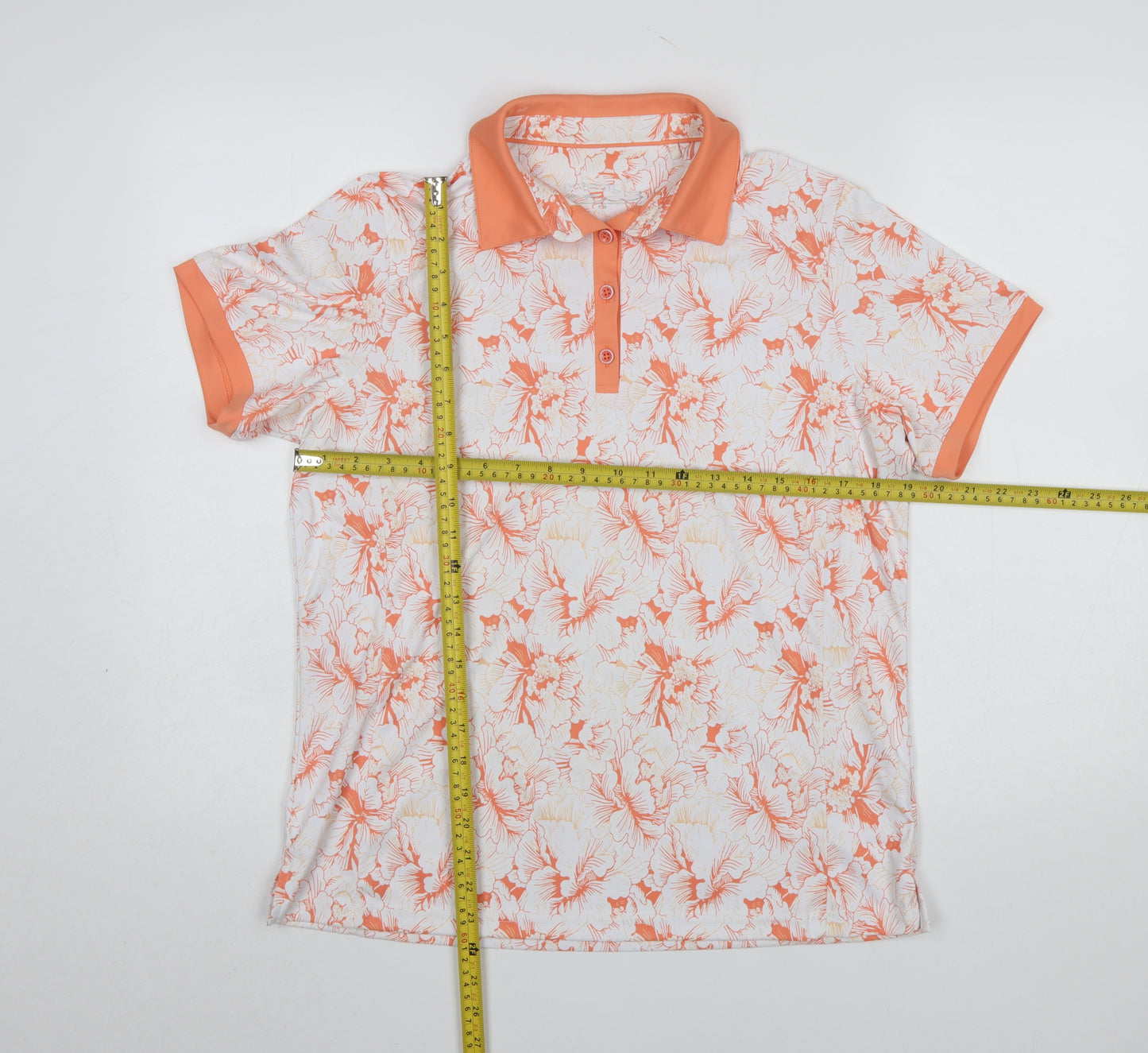 Pádráig Harrington for Dunnes Stores Women’s Orange Floral Polo Shirt Size 12