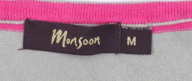 Monsoon Women Multicoloured Stripe Cotton Crew Neck Jumper M