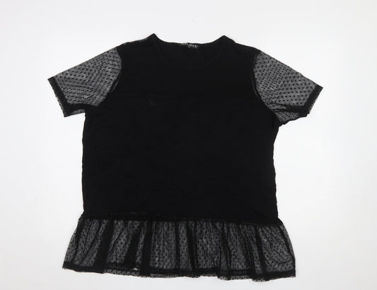 Select Women’s Black Mesh Ruffle Tunic Blouse XL