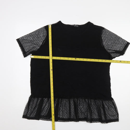 Select Women’s Black Mesh Ruffle Tunic Blouse XL