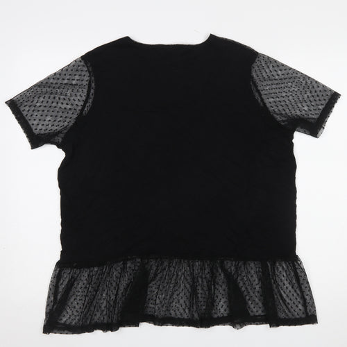 Select Women’s Black Mesh Ruffle Tunic Blouse XL