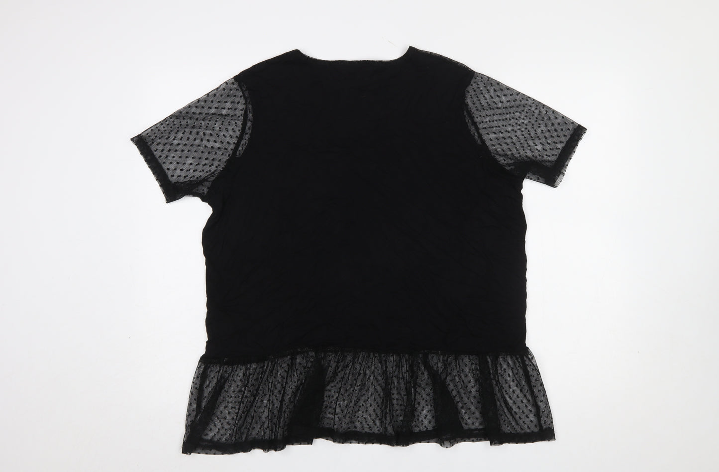 Select Women’s Black Mesh Ruffle Tunic Blouse XL