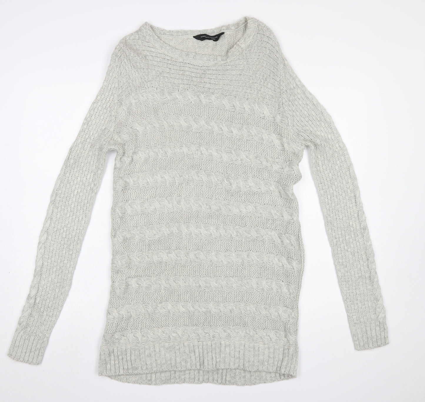 Dorothy Perkins Women Grey Cable Knit Long Sleeve Jumper UK 10