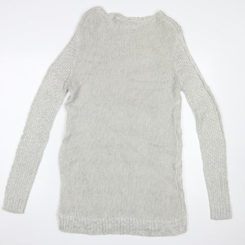 Dorothy Perkins Women Grey Cable Knit Long Sleeve Jumper UK 10