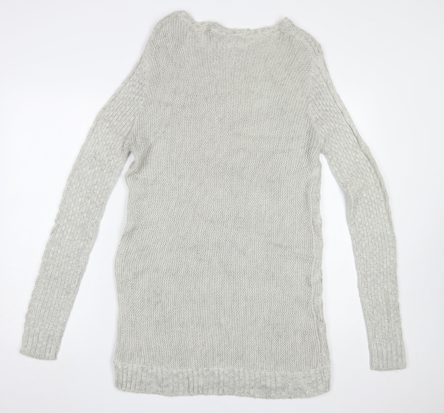 Dorothy Perkins Women Grey Cable Knit Long Sleeve Jumper UK 10