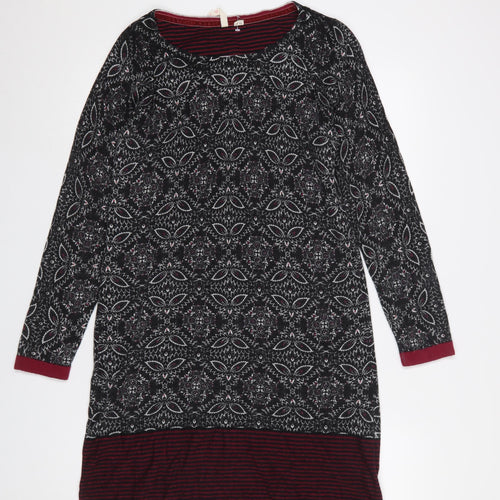 White Stuff Womens Black Geometric Knit Shift Dress Size 12