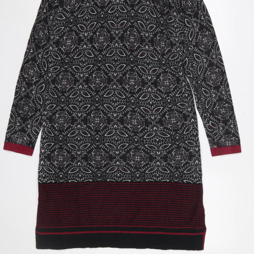 White Stuff Womens Black Geometric Knit Shift Dress Size 12