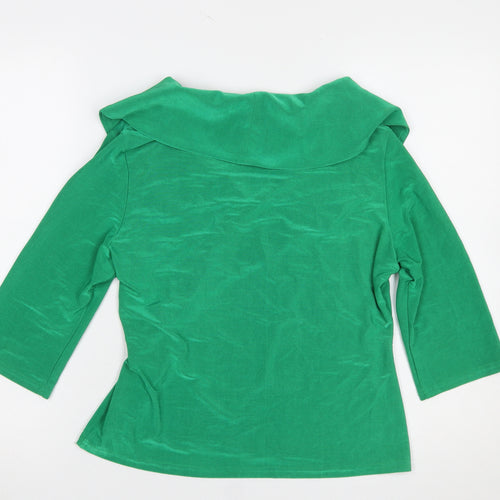 Minuet Women’s Green Wrap Blouse Size 14 3/4 Sleeve Jersey Top