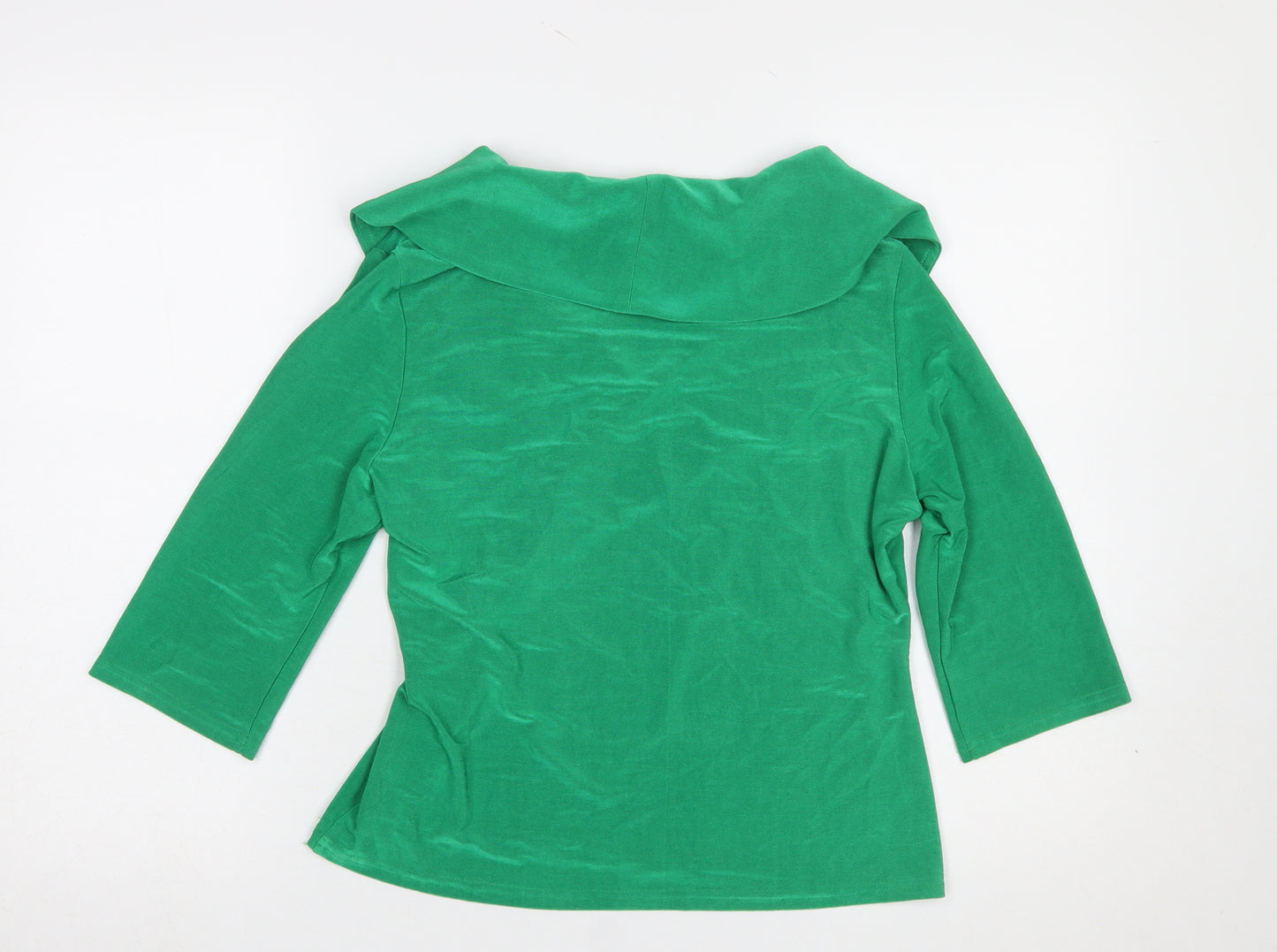 Minuet Women’s Green Wrap Blouse Size 14 3/4 Sleeve Jersey Top