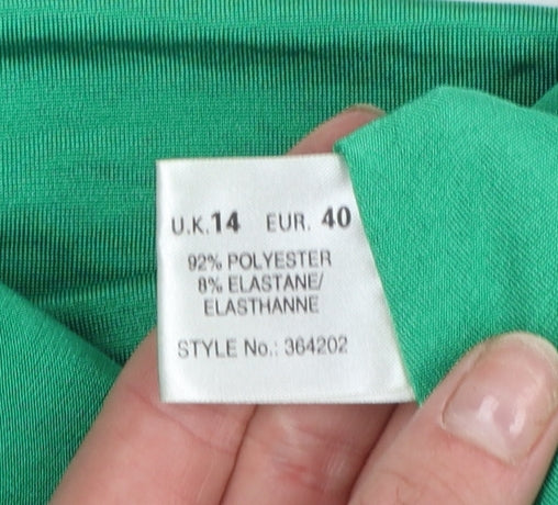 Minuet Women’s Green Wrap Blouse Size 14 3/4 Sleeve Jersey Top