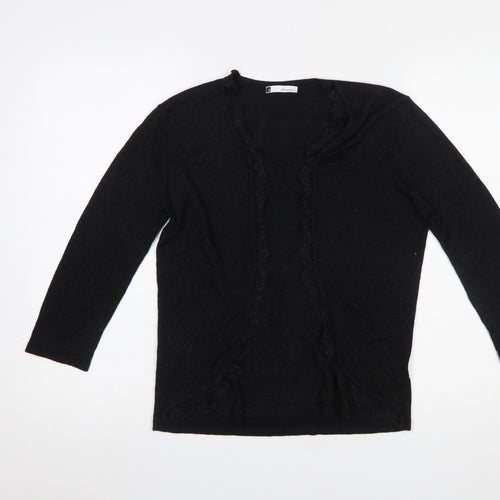 Viz-A-Viz Women’s Black Cardigan Size 14 Metallic Knit