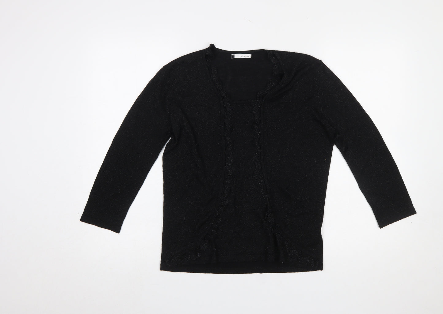 Viz-A-Viz Women’s Black Cardigan Size 14 Metallic Knit
