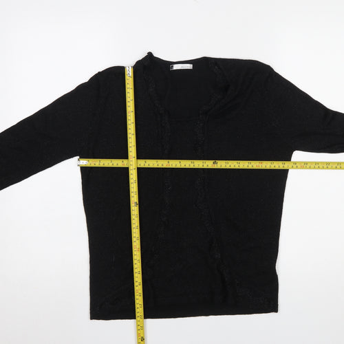 Viz-A-Viz Women’s Black Cardigan Size 14 Metallic Knit