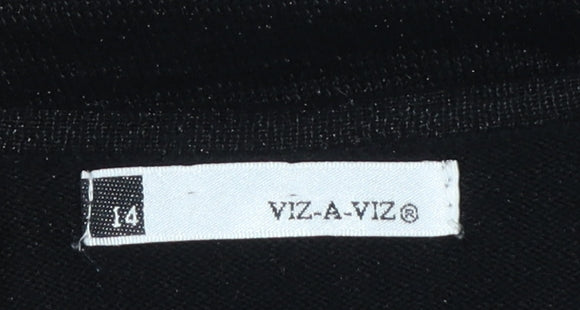 Viz-A-Viz Women’s Black Cardigan Size 14 Metallic Knit