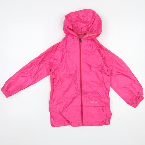 Regatta Girls Pink Hooded Lightweight Rain Coat 5-6 Years Waterproof Jacket