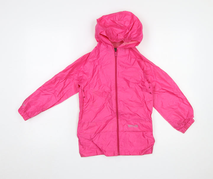 Regatta Girls Pink Hooded Lightweight Rain Coat 5-6 Years Waterproof Jacket