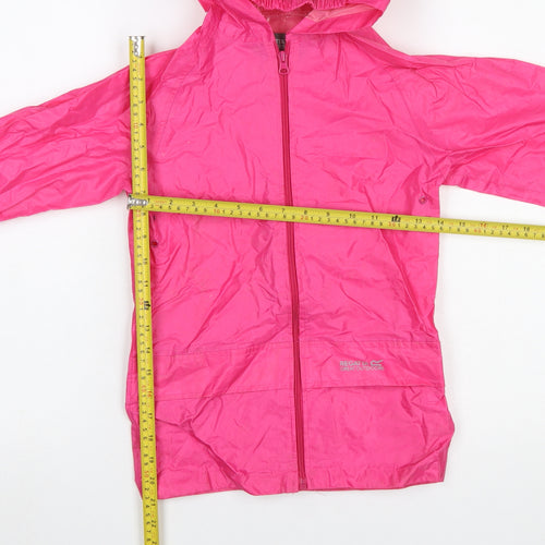 Regatta Girls Pink Hooded Lightweight Rain Coat 5-6 Years Waterproof Jacket