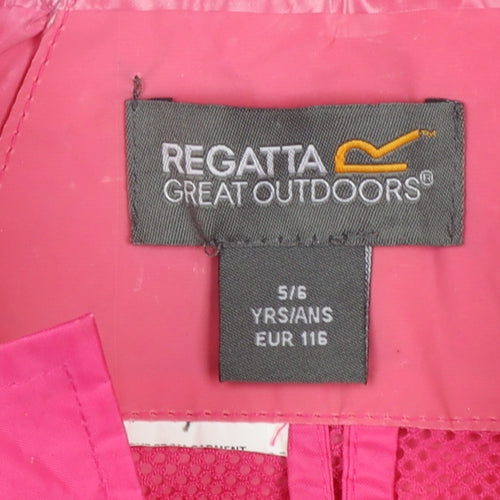 Regatta Girls Pink Hooded Lightweight Rain Coat 5-6 Years Waterproof Jacket