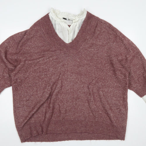 Next Women Purple V-Neck 2XL Relaxed Pullover Jumper