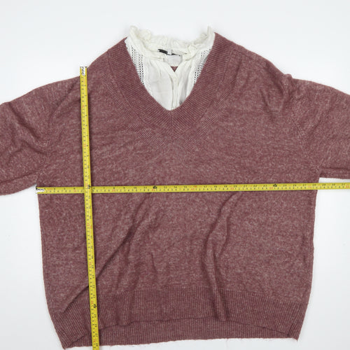 Next Women Purple V-Neck 2XL Relaxed Pullover Jumper