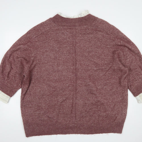 Next Women Purple V-Neck 2XL Relaxed Pullover Jumper