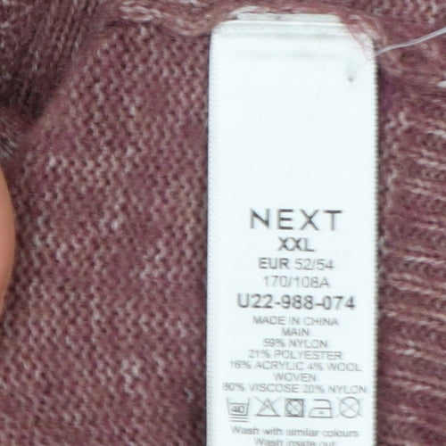 Next Women Purple V-Neck 2XL Relaxed Pullover Jumper