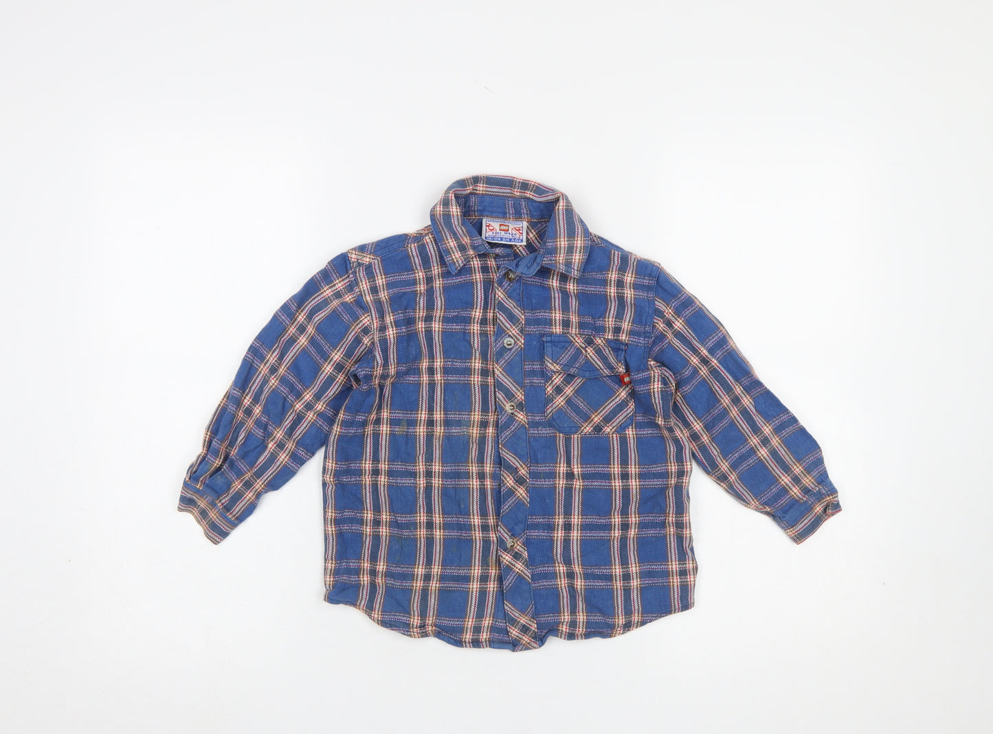 LEGO Boys Blue Check Flannel Button-Up Shirt 3-4 Years