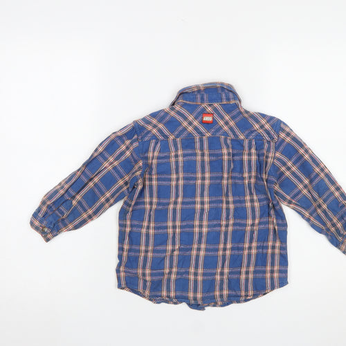LEGO Boys Blue Check Flannel Button-Up Shirt 3-4 Years