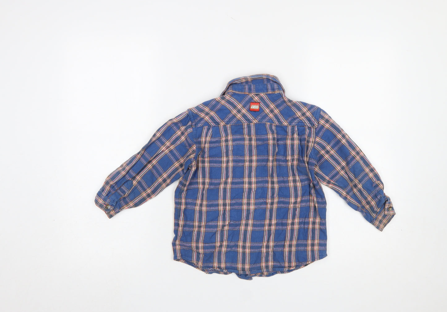 LEGO Boys Blue Check Flannel Button-Up Shirt 3-4 Years
