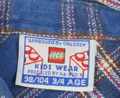 LEGO Boys Blue Check Flannel Button-Up Shirt 3-4 Years