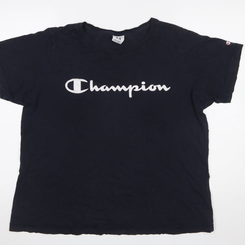 Champion Women's Blue 2XL Basic Cotton Logo T-Shirt
