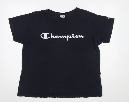 Champion Women's Blue 2XL Basic Cotton Logo T-Shirt