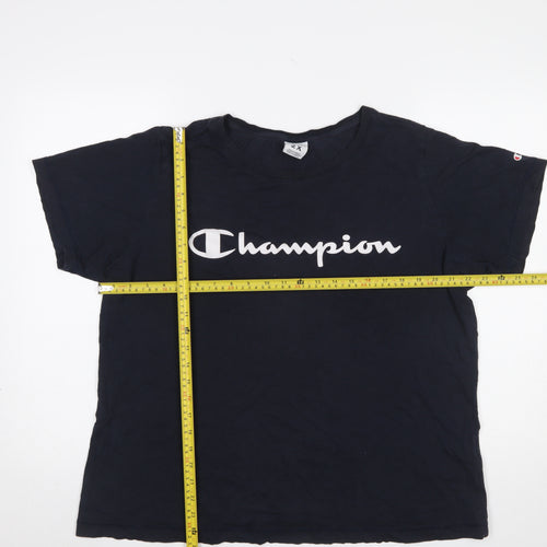 Champion Women's Blue 2XL Basic Cotton Logo T-Shirt