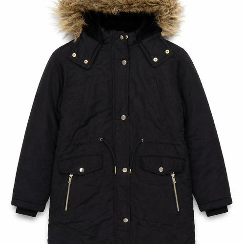 Next Girls Black Faux Fur Hooded Parka Coat 10 Years Winter Jacket